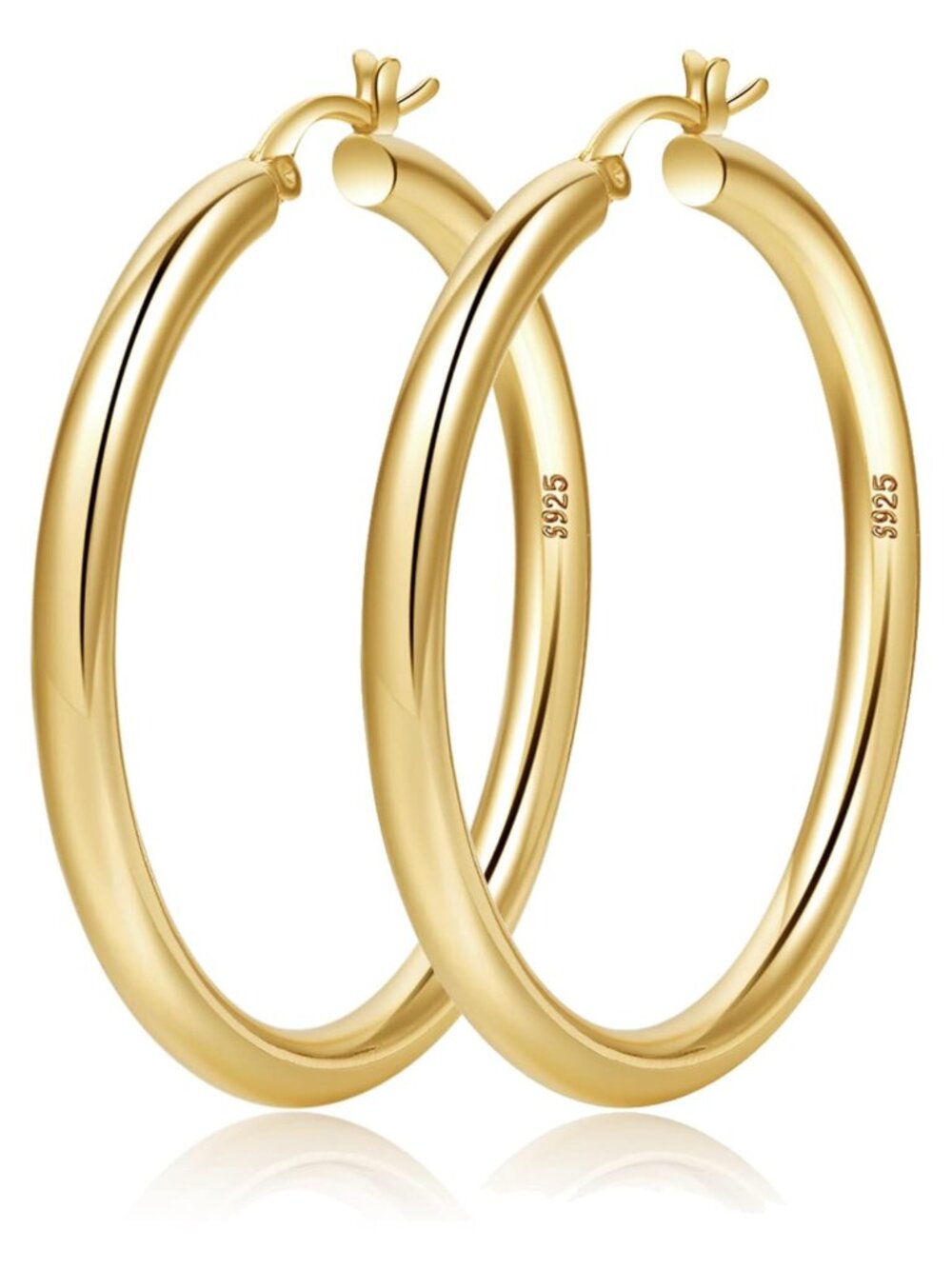 4mm Thick Gold Chunky Earrings Sterling Silver Post Hoops